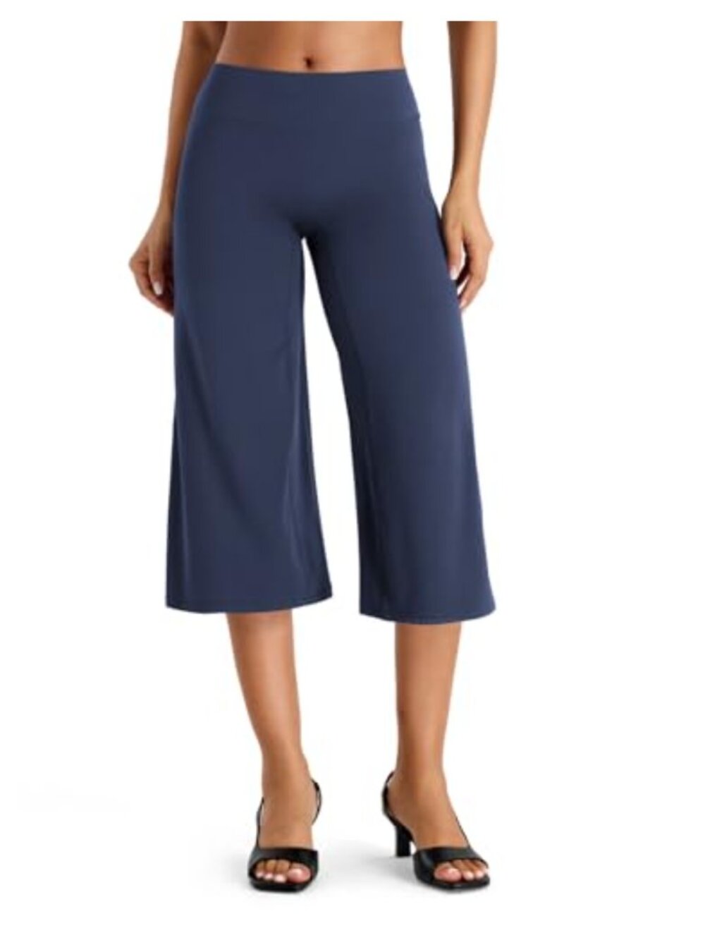 Women's Low Rise Capri Leggings Straight Leg No Front Seam Yoga Pants
